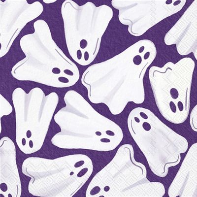 IHR Ideal Home Range Cocktail Napkins Disposable 3-Ply Paper Party Napkin Pack, 5" x 5", Paper Ghosts, 20-Count