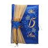 Lassos Boutique 5 Piece Quinceanera Set Mis Quince Set with Kneeling Pillow, Tiara Pillow, Guestbook, Photo Album, Spanish Bible, My Sweet 15 Decorations (Royal Blue/Gold with English Bible) view 4