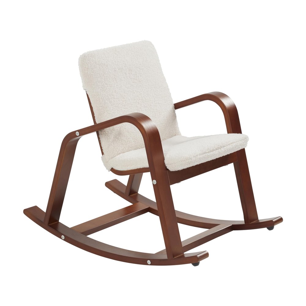 ECR4Kids Bentwood Rocking Chair with Armrests and Cushion, Dark Walnut