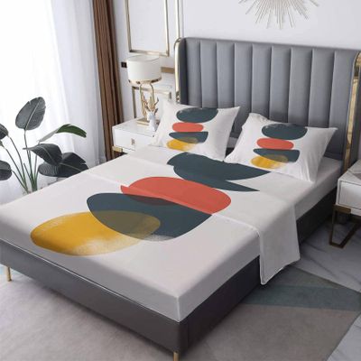 Abstract Sheets Twin XL Sheet Sets - Geometric Bed Sheets, Soft Microfiber & Deep Pocket & Wrinkle Free Patterned Bedding Sheets & Pillowcases, 3 Piece ( 1 Fitted Sheet, 1 Flat Sheet, 1 Pillow Case )