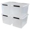 Ewingger 50 L Plastic Lidded Storage Bin, 4 Pack Clear Latching Storage Box with Wheels view 1