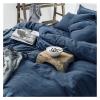 Bed, 3PCS 100% Pure Linen Solid Color Bedding Set, Linen Duvet Cover and Pillow, Quilt Cover view 1