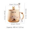 SUREK Portable Cute Mug Set Round Ceramic Tea Cup Office Home Morning Mug 400ml/13.5oz Reusable home office beautiful, Brown view 2