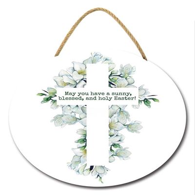 Bidesign He Is Risen Sign Religion Christian Easter Decorations Easter Door Sign For Front Door Porch Farmhouse Rustic Wooden Easter Wreath For Home Wall Decor Cross Sign Outdoor Indoor