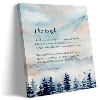 Peastrog The Eagle Poem Wall Art Poetry Posters Art Hanging Wall Decoration Kitchen Pictures Modern Bedroom Canvas Artwork Pictures for Bathroom (16.00''x24.00'',Framed)