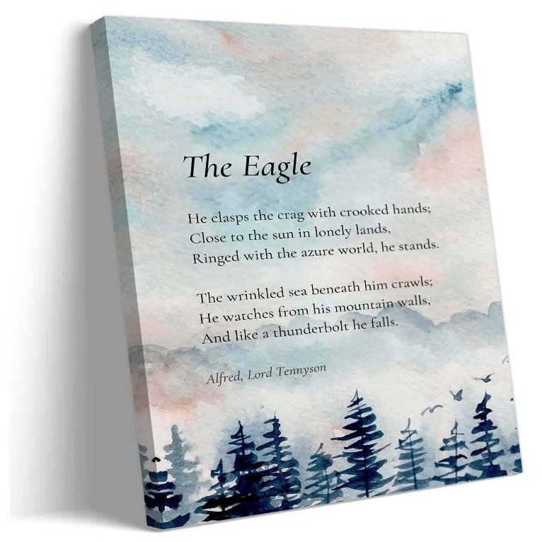 Peastrog The Eagle Poem Wall Art Poetry Posters Art Hanging Wall Decoration Kitchen Pictures Modern Bedroom Canvas Artwork Pictures for Bathroom (16.00''x24.00'',Framed)