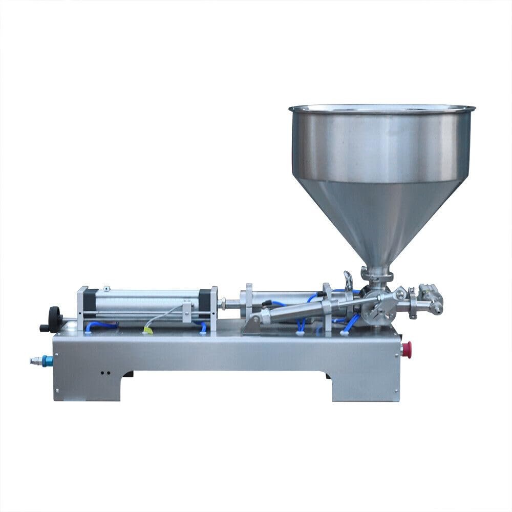BFDIEEM Pneumatic Liquid Paste Filling Machine, Heads Cream Paste Filling Machine, Stainless Steel Piston Paste Filler Hopper for Toothpaste,Cream,Oil,Shampoo etc.
