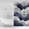 Abstract Shower Curtain for Bathroom 72" x 84" Modern Geometric Ombre Navy Blue Ocean Wave Stripe Shower Curtain with Hooks Polyester Waterproof Home Bathtub Decor view 2