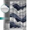 Abstract Shower Curtain for Bathroom 72" x 84" Modern Geometric Ombre Navy Blue Ocean Wave Stripe Shower Curtain with Hooks Polyester Waterproof Home Bathtub Decor view 3