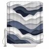 Abstract Shower Curtain for Bathroom 72" x 84" Modern Geometric Ombre Navy Blue Ocean Wave Stripe Shower Curtain with Hooks Polyester Waterproof Home Bathtub Decor view 4