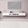 XRRJFYH Wood TV Stand Floating TV Console TV Table with Drawers Media Console TV Cabinet Entertainment Center (Color : White, Size : 160CM/63IN) view 1