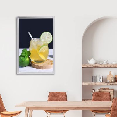 18x24" Led Movie Photo Poster Frame Wall Mounting Art Picture Frame Rectangular Aluminium Light Box Sign Holder Display-Us Stock (Silver) for Movie Poster Advertising Display
