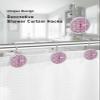 Abstract Shower Curtain Hooks, Vintage Flowers Ethnic Style Pink 12PCS Shower Curtain Hooks Rings for Bathroom Stainless Steel Rust Resistant Shower Curtain Hangers view 3