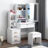 Makeup Vanity Desk with Mirror and Lights, 3 Colour Light Modes Bedroom Dressing Table wih Drawers Shelves Chair Wooden Handles and a Lock Easy Assembly Vanity desks (31.5" x 15.75" x 53.15") view 1