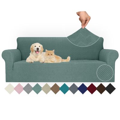 JIVINER Stretch Oversized Sofa Covers 1 Piece 4 Seater Couch Covers Jacquard Universal Sofa Slipcovers for Extra Large Funiture Protector for Kids, Pets (Pea Green, XL Sofa)