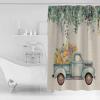 Shower Curtain, Easter Truck with Eggs Spring Flowers Eucalyptus Leaves Linen Shower Curtains for Bathroom Shower Stalls and Bathtubs Decor,Washable Fabric Bath Curtain Set with Hook 72x78 inch view 2