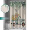 Shower Curtain, Easter Truck with Eggs Spring Flowers Eucalyptus Leaves Linen Shower Curtains for Bathroom Shower Stalls and Bathtubs Decor,Washable Fabric Bath Curtain Set with Hook 72x78 inch view 3