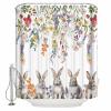 Futuregrace Shower Curtain, Easter Cartoon Gray Rabbit with Floral Shower Curtains for Bathroom Shower Stalls and Bathtubs Decor,Washable Bath Curtain Fabric Shower Curtain Set with Hook 36x78 inch view 1