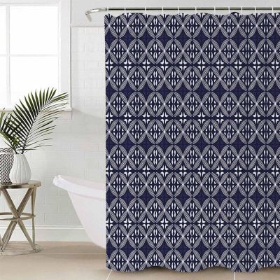 Shower Curtain, Navy Blue Retro Abstract Art Modern Geometric Shower Curtains for Bathroom Shower Stalls and Bathtubs Decor,Washable Bath Curtain Fabric Shower Curtain Set with Hook 72x84 inch