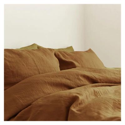 QuKan Bed, Natural France Linen Duvet Cover Set, 100% Washed, Flax Quilt Cover Sheet and Pillowcase, Breatherable Soft, Farmhouse Bedding, Full Size 4PCS, MM-102
