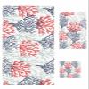 Bath Towel Sets,Summer Red Navy Blue Coral White Bathroom Towels Soft Hand Towel Washcloth Cotton Towel Set,Absorbent Soft Bath Set for Hotel Beach Pool Coastal Marine Theme Sealife Towels view 1