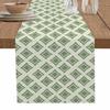 Abstract Green Table Runner 120 Inches Long for Dining Table, Washable Cotton Linen Farmhouse Table Runners Dresser Scarf for Kitchen Party Holiday Modern Contemporary Minimalism Art view 1