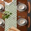 Abstract Green Table Runner 120 Inches Long for Dining Table, Washable Cotton Linen Farmhouse Table Runners Dresser Scarf for Kitchen Party Holiday Modern Contemporary Minimalism Art view 2
