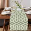 Abstract Green Table Runner 120 Inches Long for Dining Table, Washable Cotton Linen Farmhouse Table Runners Dresser Scarf for Kitchen Party Holiday Modern Contemporary Minimalism Art view 4
