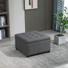 CHARMMA Fabric Tufted Storage Ottoman with Flip Top Seat Lid, Metal Hinge and Stable Eucalyptus Wood Frame for Living Room, Entryway, or Bedroom, Grey view 2