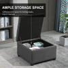 CHARMMA Fabric Tufted Storage Ottoman with Flip Top Seat Lid, Metal Hinge and Stable Eucalyptus Wood Frame for Living Room, Entryway, or Bedroom, Grey view 4