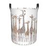 CarXs Cute Cartoon Funny Giraffes Printed Hamper - Durable Round Laundry Basket with Handles - Baskets for Laundry, Bedroom Storage, Medium view 1
