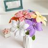 Hcclijo Hand Knitted Lily Tulip Rose Crochet Flower Artificial Flower Bouquet Desktop Decoration view 2