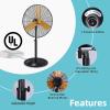 AIRWIZARD 30 inch Oscillating Industrial Pedestal Fan, 8550 CFM High Velocity Metal Commercial Standing Fan, 3 Speeds, Adjustable Height and Tilt, for Warehouse, Garage, Shop view 2