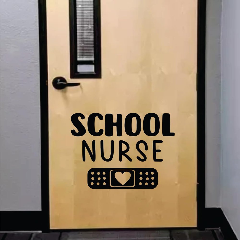 School Nurse Classroom Door Wall Decal Decor Art Vinyl Sticker Quote Teen Inspirational Kids Teacher Playroom Library Class College Elementary Learn Students (14" x 11")