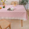 XHDZSW Rectangle Tablecloth, Washable Cotton Linen Table Cloth Wrinkle Free Tassel Decoration for Outdoor Coffee Table, Kitchen, Dining, Tabletop Decoration (Pink,90x90cm) view 2
