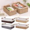 ulafbwur Woven Storage Basket, Vine Braided Desktop Storage Basket, Storage Organizer Basket, Wicker Basket with Handles, Large Capacity Organizer for Cosmetics, Home Office Storage Solution Beige La view 2
