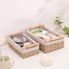 ulafbwur Woven Storage Basket, Vine Braided Desktop Storage Basket, Storage Organizer Basket, Wicker Basket with Handles, Large Capacity Organizer for Cosmetics, Home Office Storage Solution Beige La view 4
