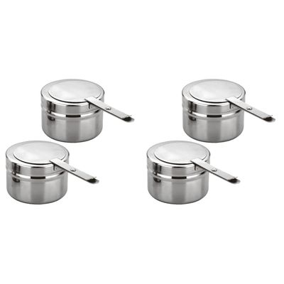 PAREKS 4pcs Stainless Steel Fuel Holder with Cover Small Chafing Fuel Holders Round Fuel Box for Buffets BBQ Party/534