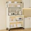 5-Tier Kitchen Storage Cabinet, Freestanding Baker's Rack with 4 Rolling Casters, Mobile Microwave Stand with DIY Backplane Creative, Metal Storage Shelves for Dining Room, Living Room and Study ( Col view 1
