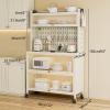 5-Tier Kitchen Storage Cabinet, Freestanding Baker's Rack with 4 Rolling Casters, Mobile Microwave Stand with DIY Backplane Creative, Metal Storage Shelves for Dining Room, Living Room and Study ( Col view 2