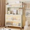 5-Tier Kitchen Storage Cabinet, Freestanding Baker's Rack with 4 Rolling Casters, Mobile Microwave Stand with DIY Backplane Creative, Metal Storage Shelves for Dining Room, Living Room and Study ( Col view 3