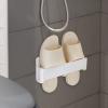 DEARMAMY Wall Mount Slippers Storage Rack Adhesive Hooks No-Drill Slipper Organizer for Bathroom Kitchen and Entryway Resistant Design Easy to Clean and Install view 4