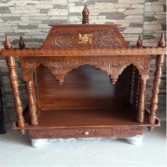 Blackperlcrafts by Home Temple Brown Teakwood Pooja Mandir/Carving Temple/Wooden Alter,Hindu Pooja mandir Wooden Temples/Temple Dome/Hindu Mandir/Puja Mandir Gift