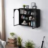 CHARMMA 27.56" Glass Doors Modern Two-Door Wall Cabinet with Featuring Three-Tier Storage for Entryway Living Room Bathroom Dining Room,Wall Cabinet with Characteristic Woven Pattern,Black-60 view 3