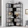 AIYIBETY Bookshelf Organizer,7-Tier Bookcase Home Office Bookshelf, L-Shaped Corner Bookcase with Metal Frame, Industrial Style Shelf with Open Storage, MDF Board view 1