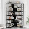 AIYIBETY Bookshelf Organizer,7-Tier Bookcase Home Office Bookshelf, L-Shaped Corner Bookcase with Metal Frame, Industrial Style Shelf with Open Storage, MDF Board view 3