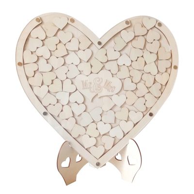 PRETYZOOM Wooden Hearts Wedding Sign-in Book DIY Heart Pattern Craft for Wedding and Decorations