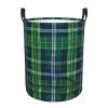 Blue Scottish Tartan Circular Hamper  Tall Printed Round Laundry Basket  Perfect for Laundry, Storage, and Organizing view 1