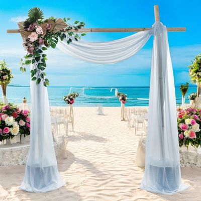 MDS Pack of 1 Wedding Arch Drape Panel (30" Width x 100ft Long) Sheer Chiffon Arbor Canopy Drapery Fabric for Wedding Ceremony Reception Decoration Party Ceiling Backdrop Curtain Swag - Baby Blue