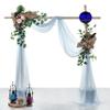 MDS Pack of 1 Wedding Arch Drape Panel (30" Width x 100ft Long) Sheer Chiffon Arbor Canopy Drapery Fabric for Wedding Ceremony Reception Decoration Party Ceiling Backdrop Curtain Swag - Baby Blue view 2